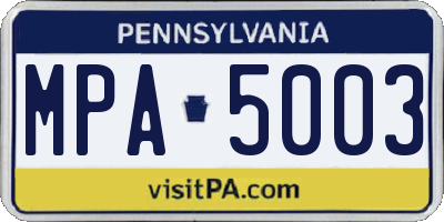 PA license plate MPA5003