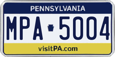PA license plate MPA5004