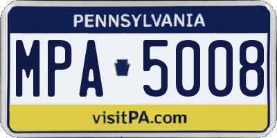 PA license plate MPA5008