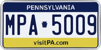 PA license plate MPA5009