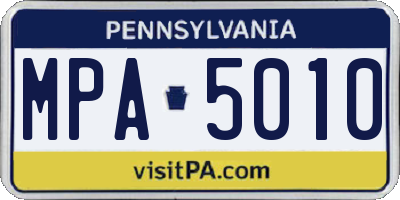 PA license plate MPA5010