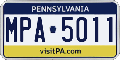 PA license plate MPA5011