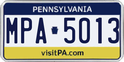 PA license plate MPA5013