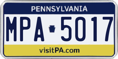 PA license plate MPA5017