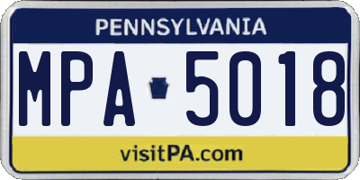 PA license plate MPA5018