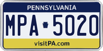 PA license plate MPA5020