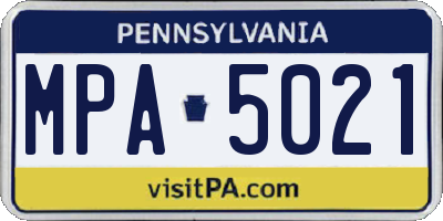 PA license plate MPA5021