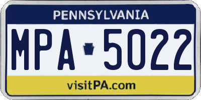 PA license plate MPA5022