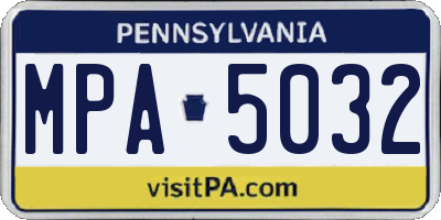 PA license plate MPA5032