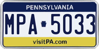 PA license plate MPA5033