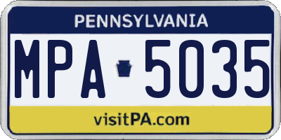 PA license plate MPA5035
