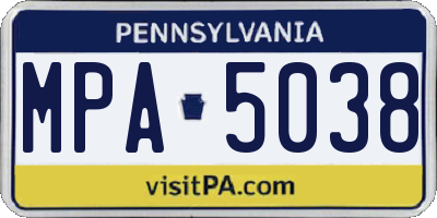 PA license plate MPA5038