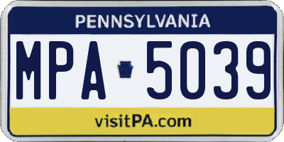 PA license plate MPA5039