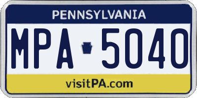 PA license plate MPA5040