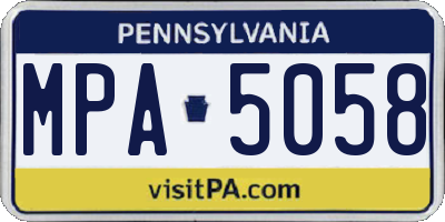 PA license plate MPA5058