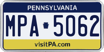 PA license plate MPA5062