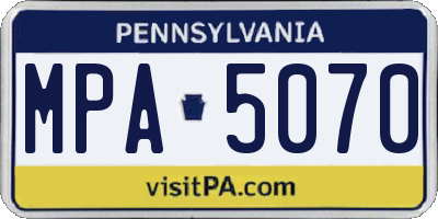 PA license plate MPA5070