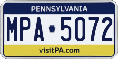 PA license plate MPA5072