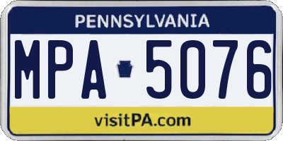 PA license plate MPA5076