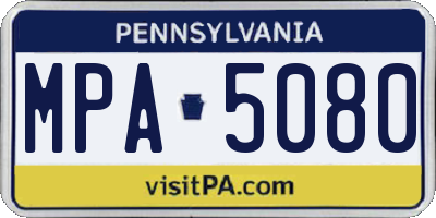 PA license plate MPA5080