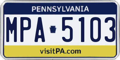 PA license plate MPA5103
