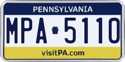 PA license plate MPA5110