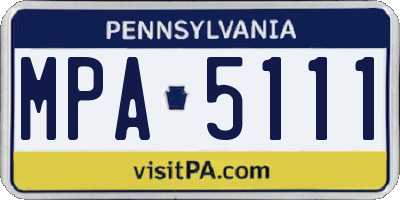 PA license plate MPA5111