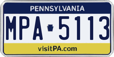 PA license plate MPA5113