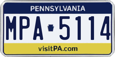PA license plate MPA5114
