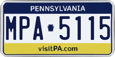 PA license plate MPA5115