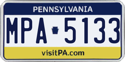 PA license plate MPA5133
