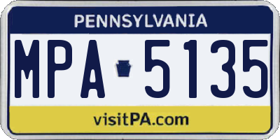 PA license plate MPA5135