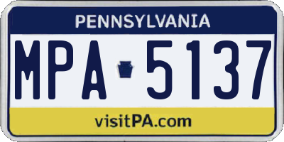 PA license plate MPA5137