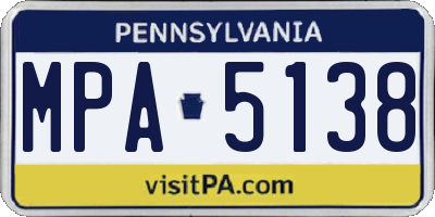 PA license plate MPA5138