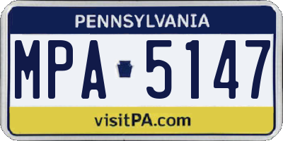 PA license plate MPA5147