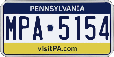 PA license plate MPA5154