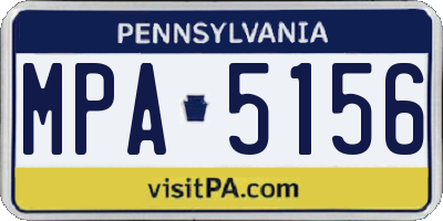PA license plate MPA5156