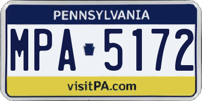 PA license plate MPA5172