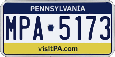 PA license plate MPA5173