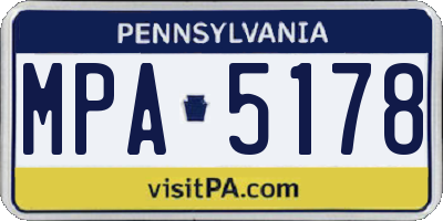 PA license plate MPA5178