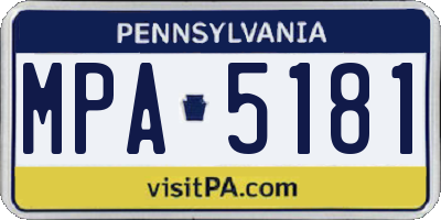 PA license plate MPA5181