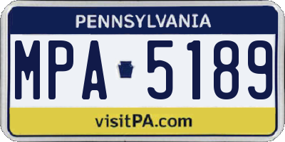 PA license plate MPA5189