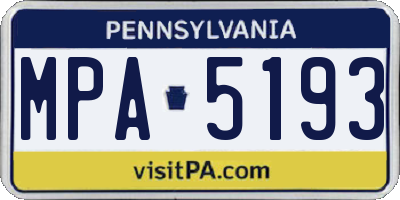 PA license plate MPA5193