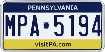 PA license plate MPA5194