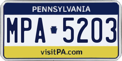 PA license plate MPA5203