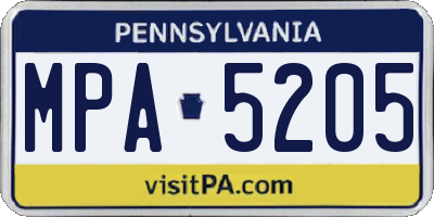 PA license plate MPA5205