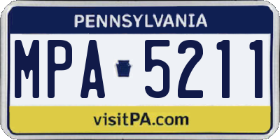 PA license plate MPA5211