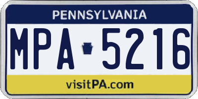 PA license plate MPA5216