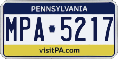 PA license plate MPA5217