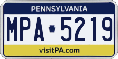 PA license plate MPA5219
